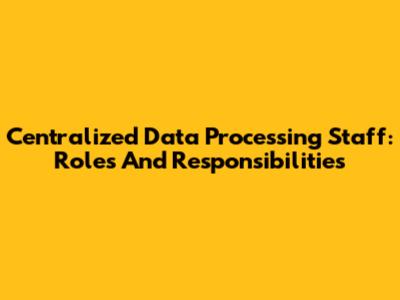 Centralized Data Processing Staff: Roles And Responsibilities