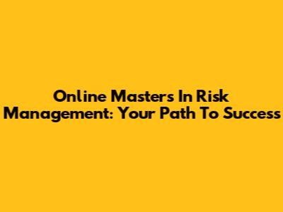 Online Master's In Risk Management: Your Path To Success