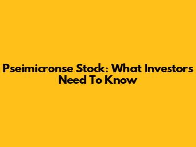 Pseimicronse Stock: What Investors Need To Know